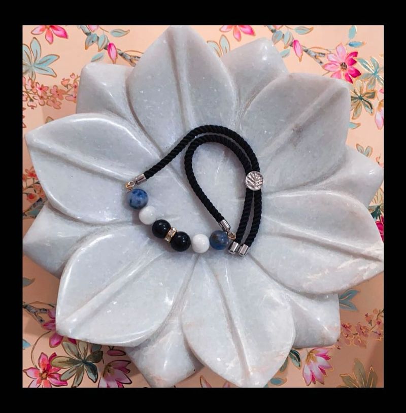 Black Cord &amp; Gemstone Bracelet