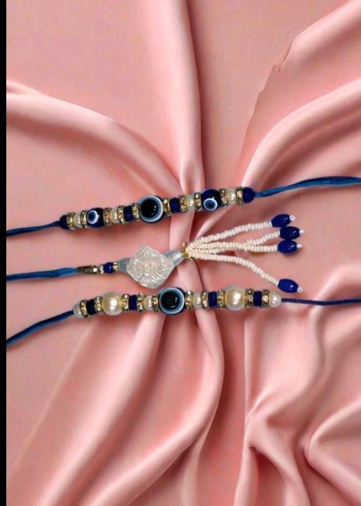 Evil Eye Beaded Bhaiya Bhabhi Rakhi Set
