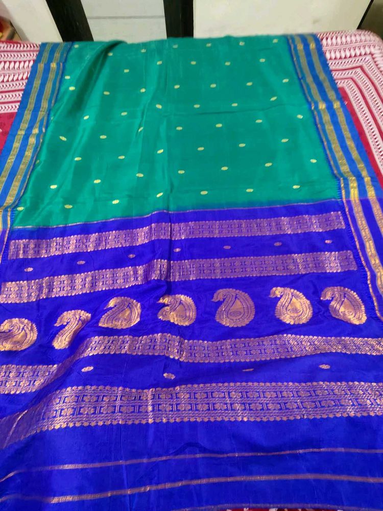 Elegant Green &amp; Blue Saree