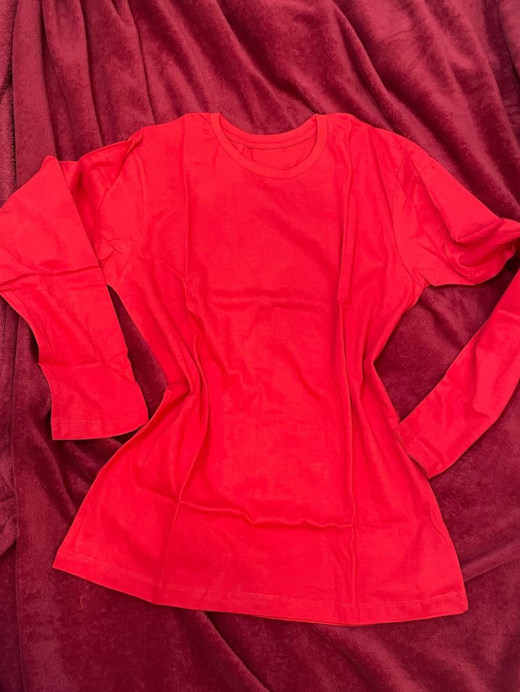 Basic Red Full Sleeves Tshirt