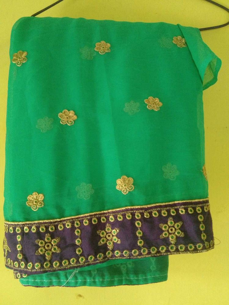 Green Embroidered Saree