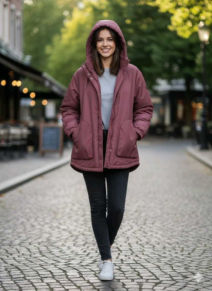 Maroon Hooded Jacket