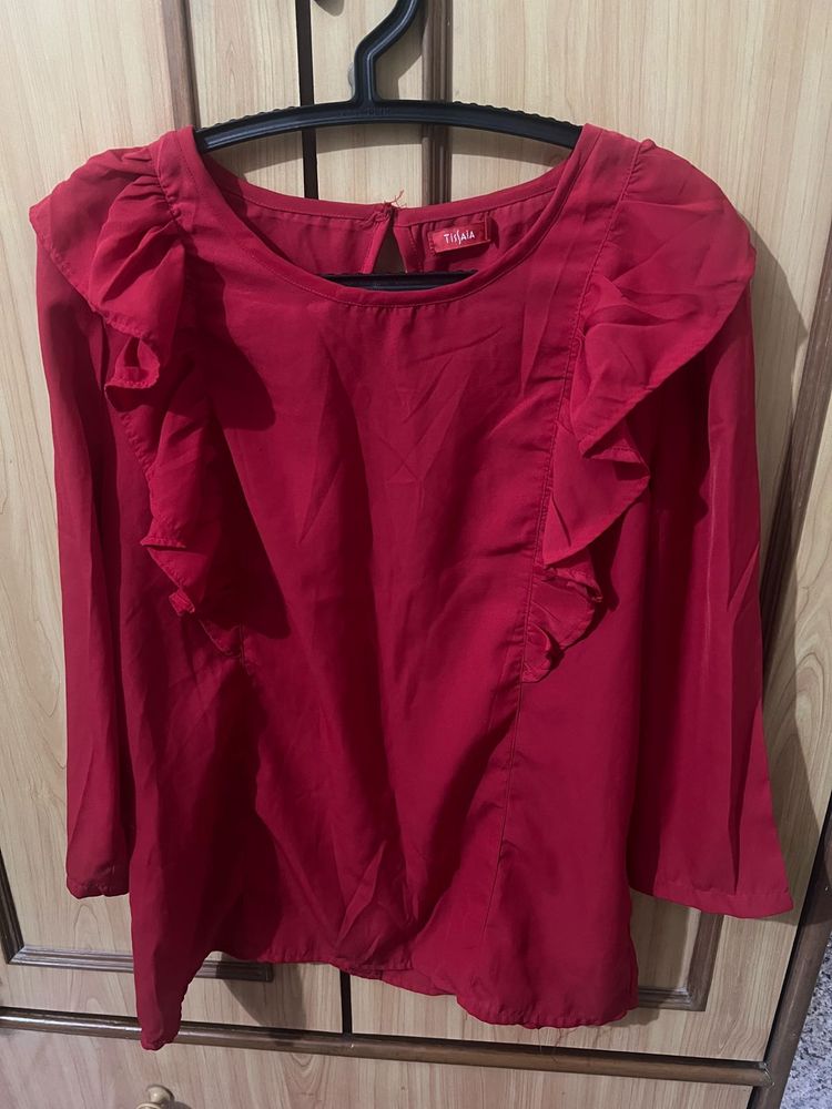 Red Ruffle Top- 38