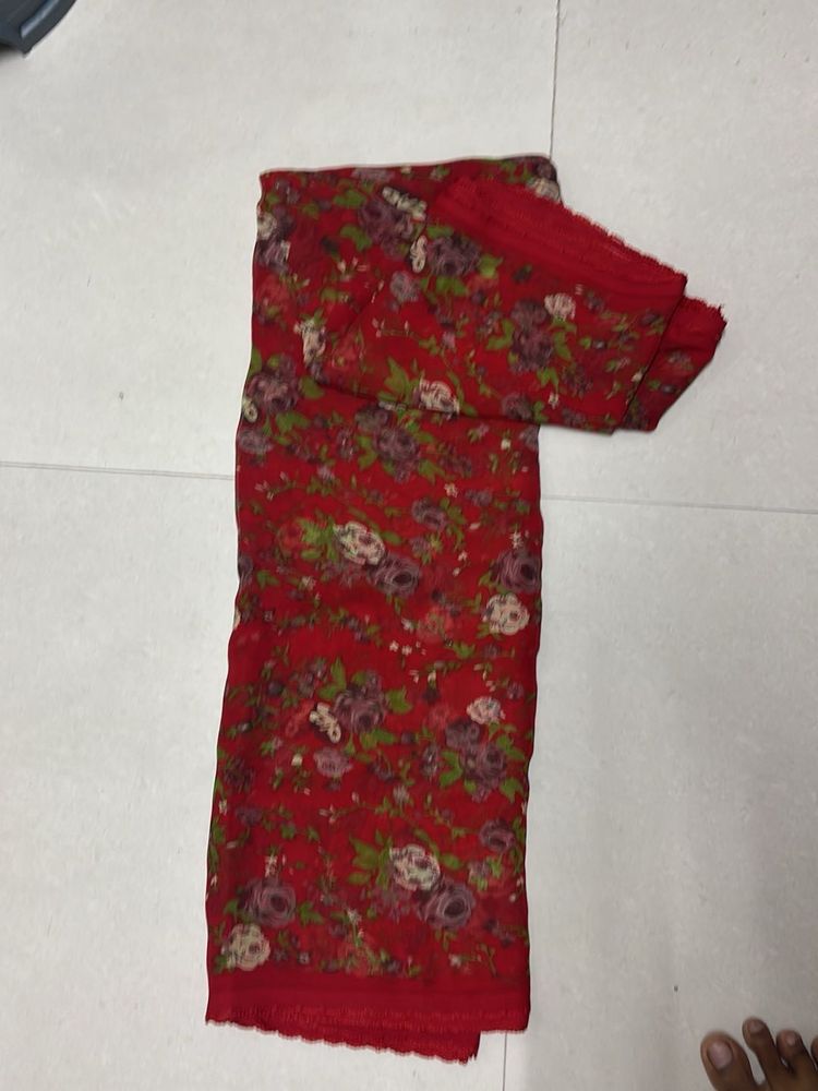 Floral Red Saree