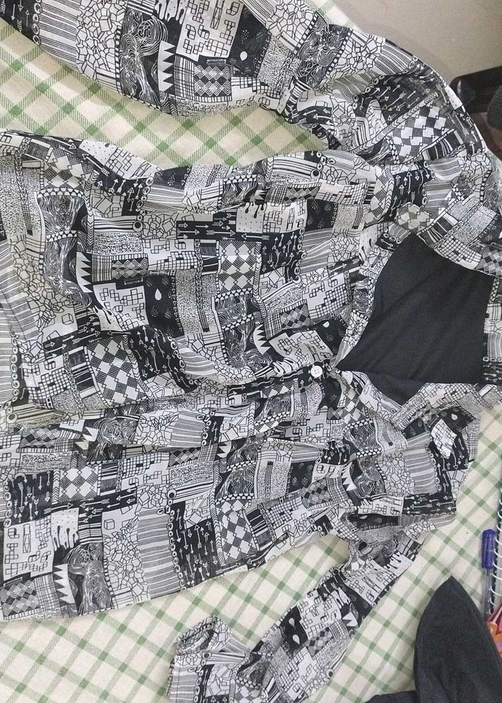 Patterned Black and White Shirt