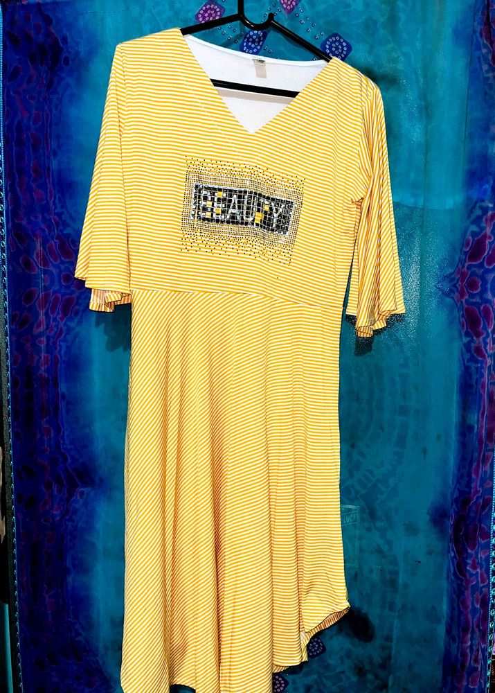 Yellow Striped &#39;Beauty&#39; Dress