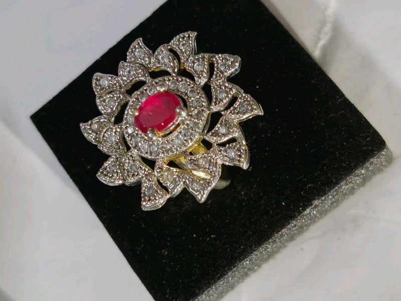Ruby &amp; Diamond Flower Ring