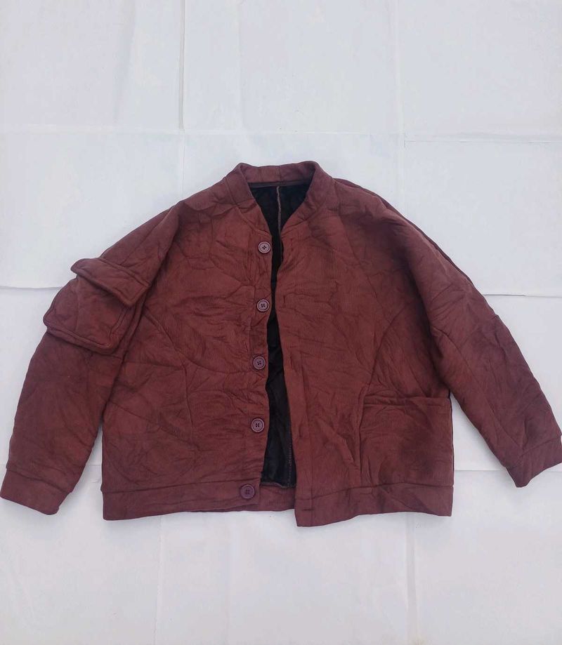 🔥Burgundy Quilted Button Jacket