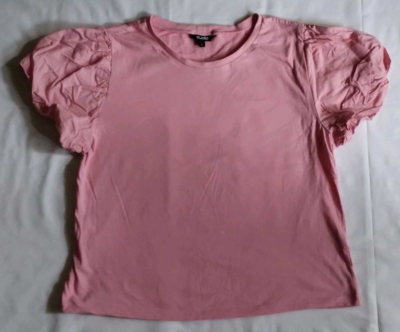 Pink Puff Sleeve Top