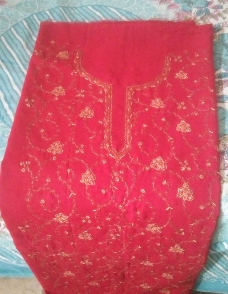 kashmiri embroidery cotton full suit piece (unstit