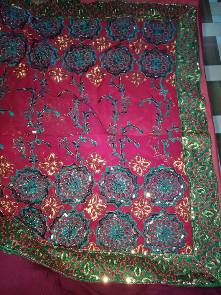 Heavy Wedding Embroidery and sequence work saree