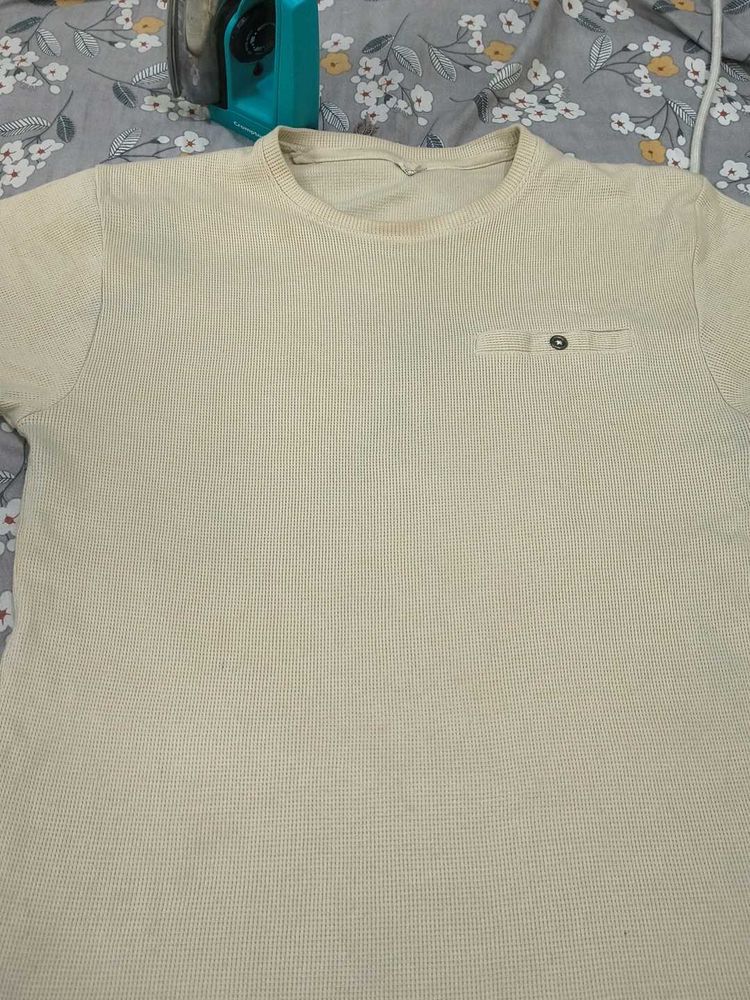 Beige Pocket T-Shirt