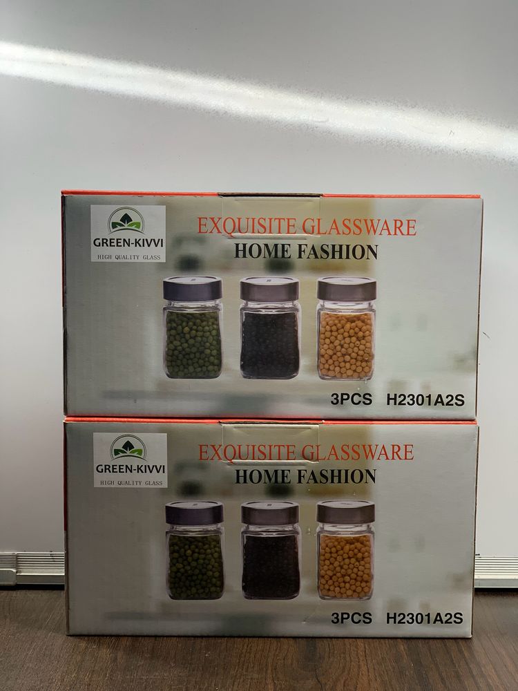 350ml Cube Glass Jar With Steel Lid Set Of 6