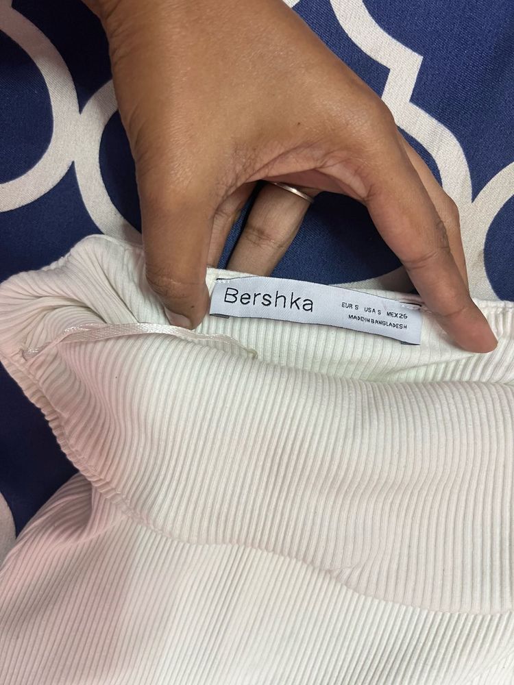 BERSHKA WHITE TUBE MAXI DRESS