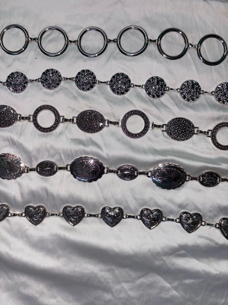 Silver Metal Belt Set