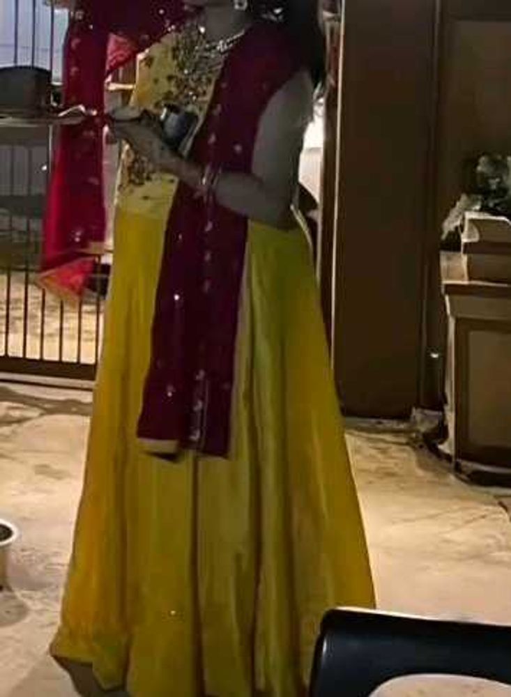 Floor Length Yellow Suit Set
