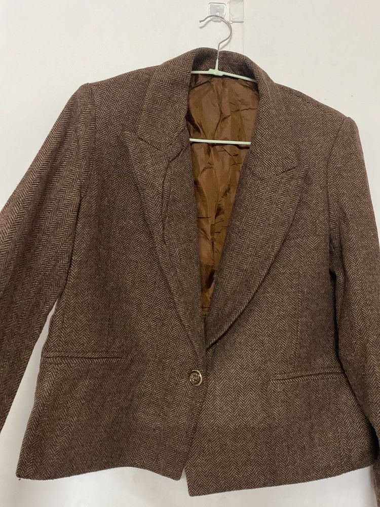 Brown Herringbone Blazer