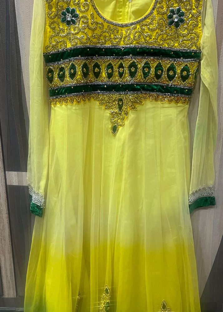 Elegant Yellow Embroidered Anarkali