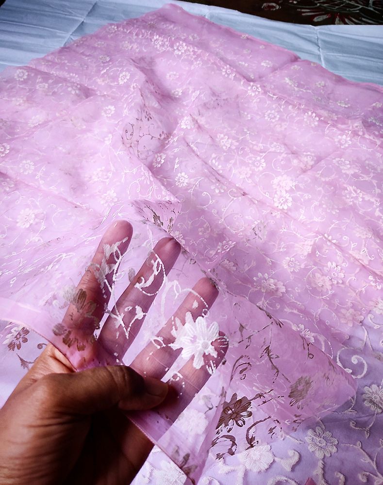 Pink Orgenza Dupatta For Women And Girls