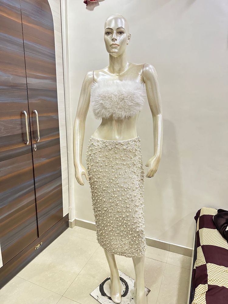 Fur Tube Top With Skirt