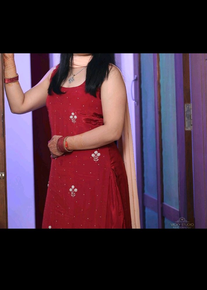 Marron Suit With Circular Plazo