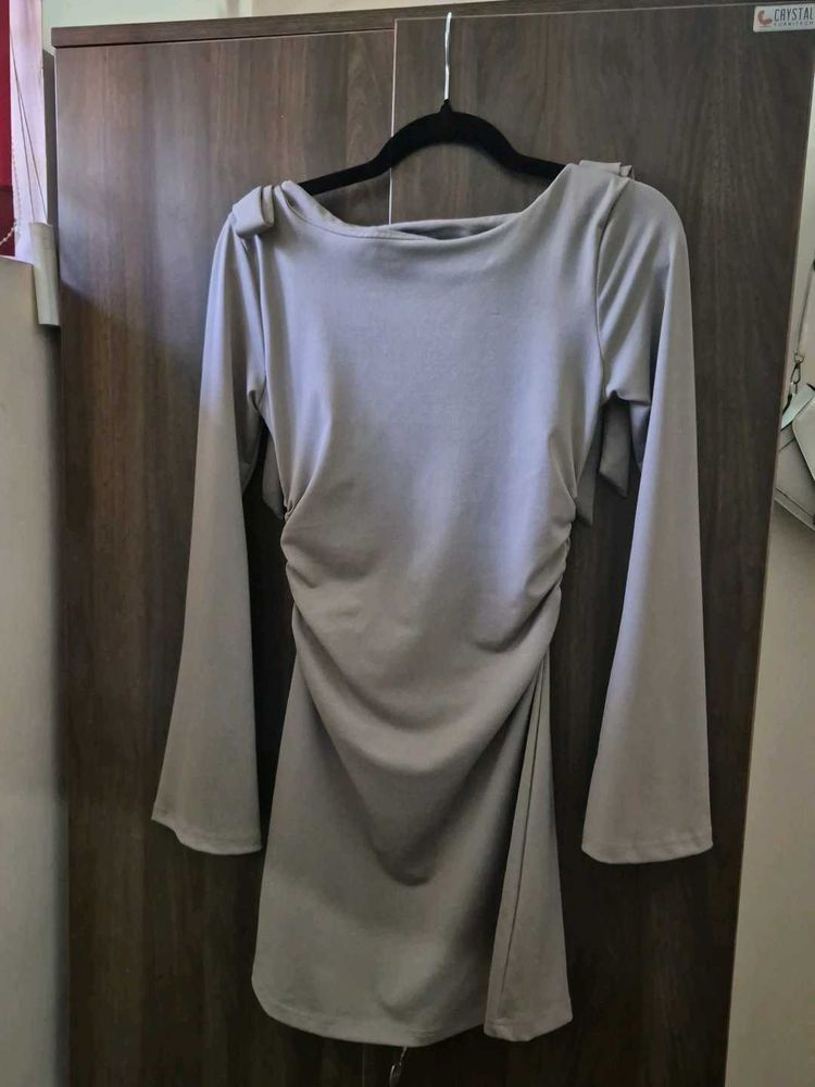 Long Sleeve Ruched Mini Dress