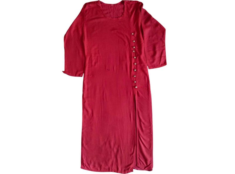 Straight Slit Red Kurta . Size M