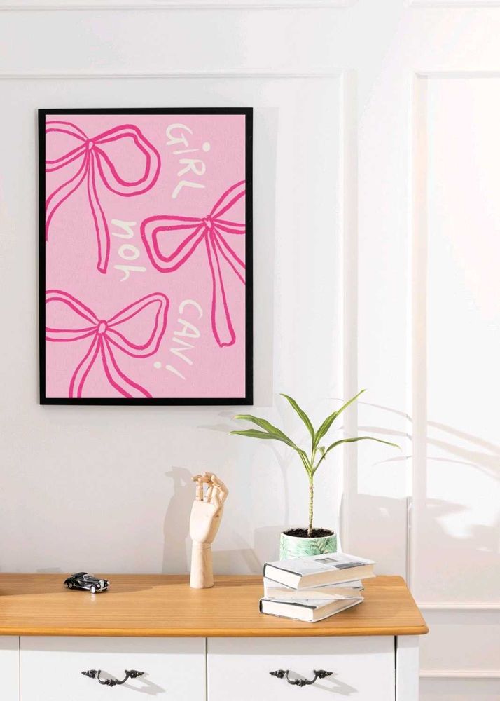 Pink coquette Bow Artwork with frame