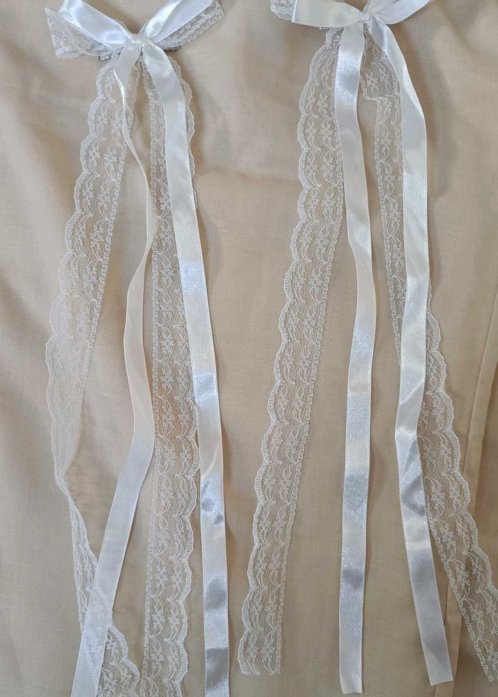 White Lace &amp; Ribbon Hair Bows (Set of 2)