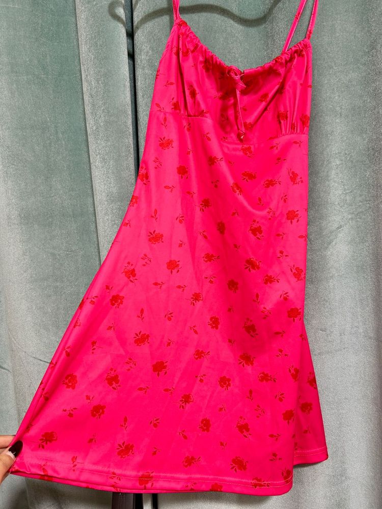 Hot Pink Floral Slip Dress