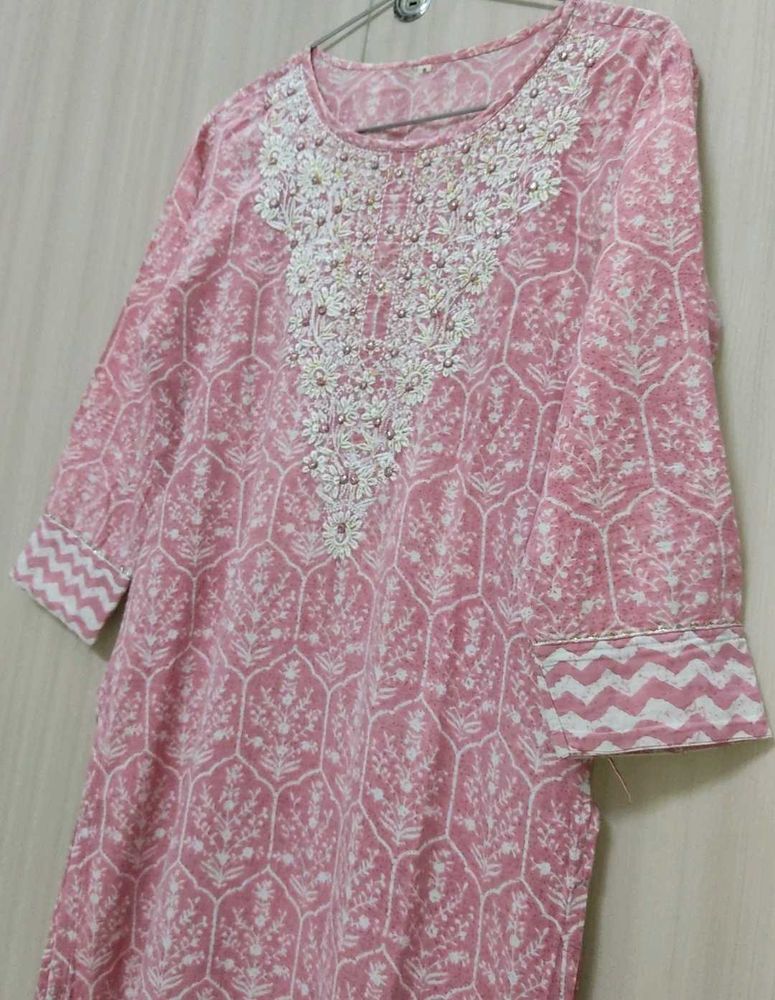 Pink Embroidered Kurta