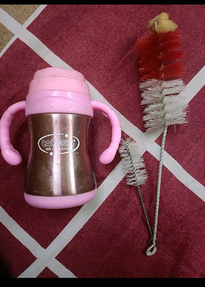 Combo Of Camera Steel Feeding Bottle With Brush
