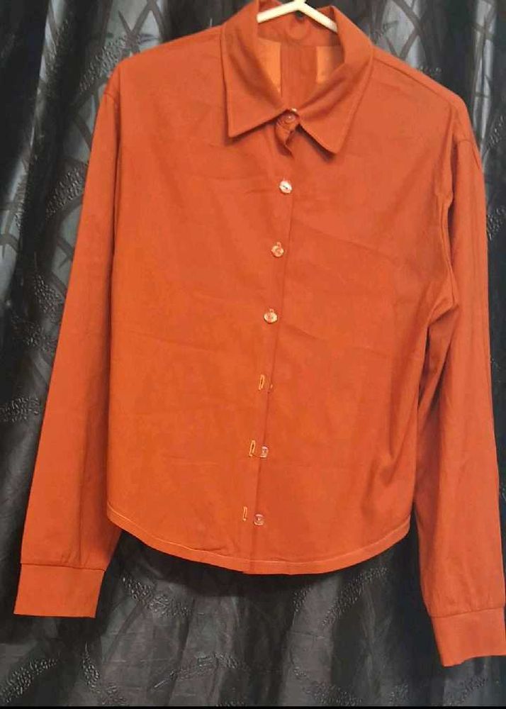 Rust-Colored Button-Down Shirt