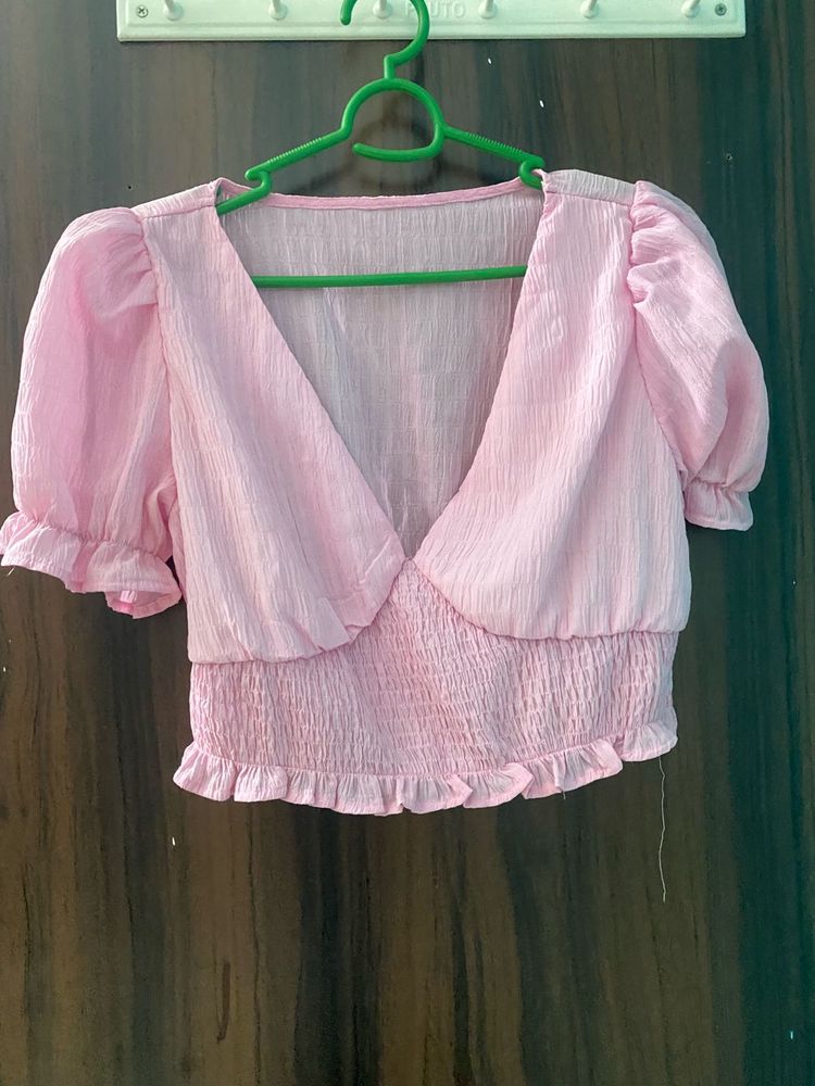 Pink Puff Sleeve Top