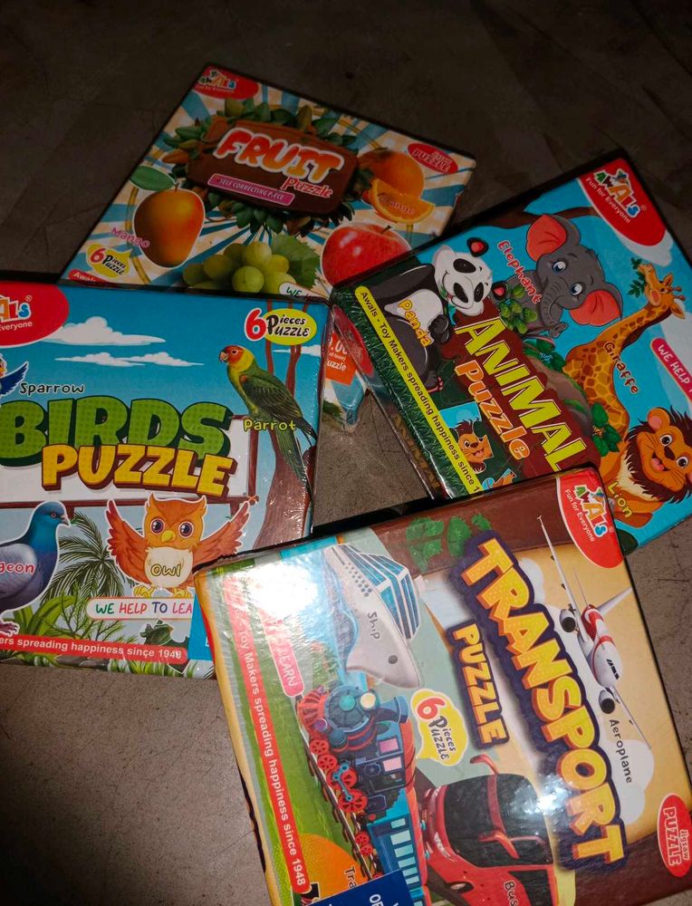 Kids&#39; 6-Piece Puzzle Bundle- 4 Sets + 1gift inside