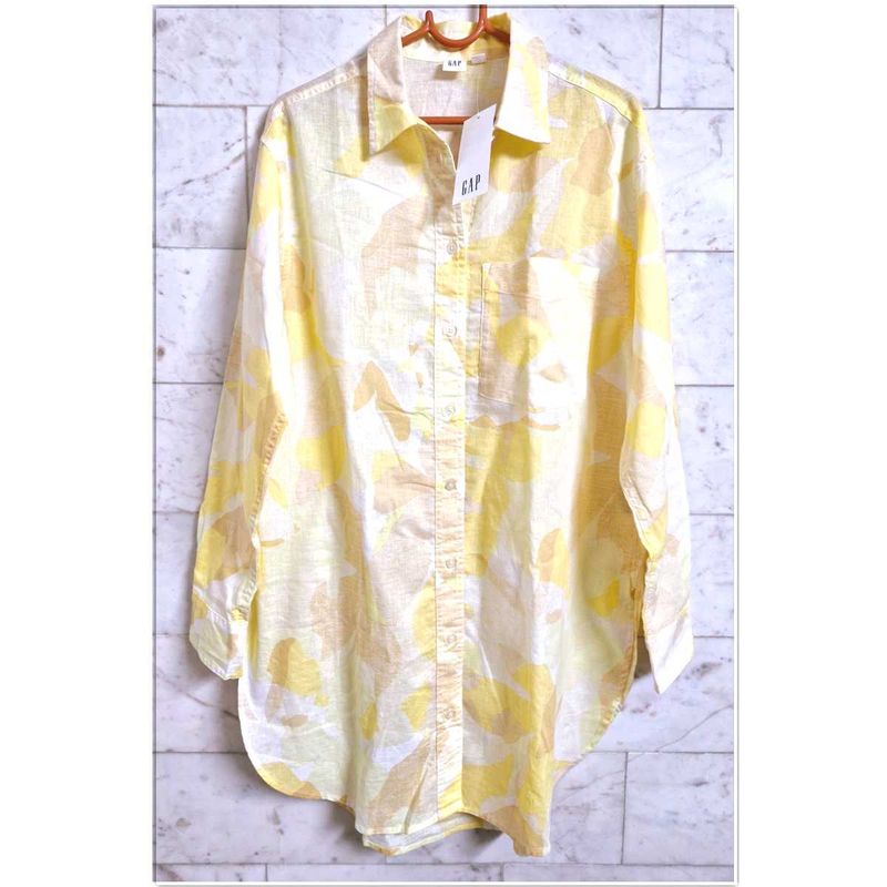 Gap Printed Linen Oversized Shirt