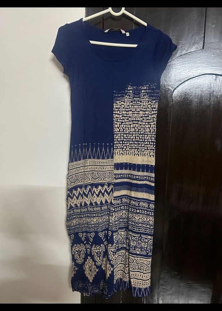 Blue Patterned Casual Kurta