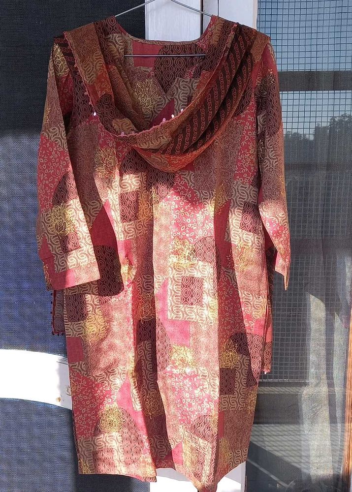 Stitched Salwar Suit Set With Dupatta