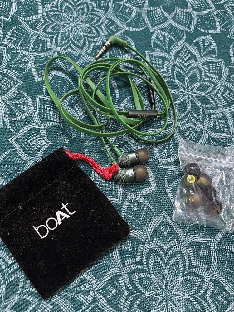 Boat green Wired Earphones
