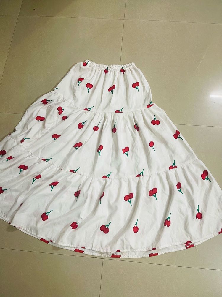 Cute Cherry Print Skirt