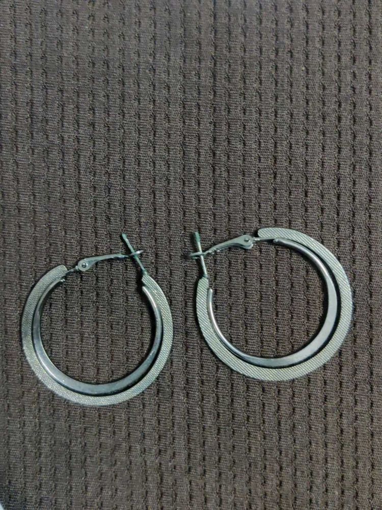 Black Metallic Hoop Earrings
