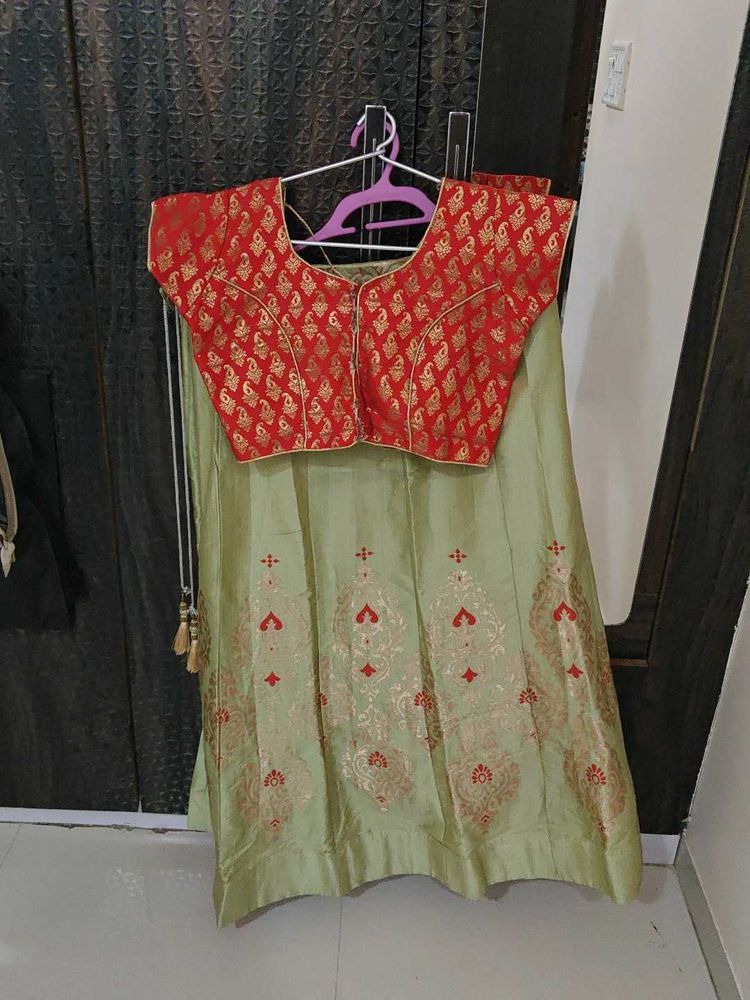 Embroidered Lehenga Skirt With Blouse And Duppata