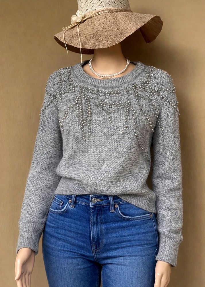 Classic Embellished Pearls Rhinestones Sweater✨