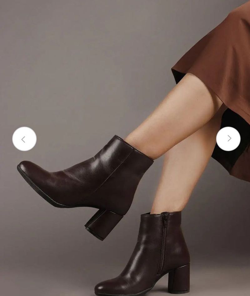 ELLE Leather Black Ankle Boots
