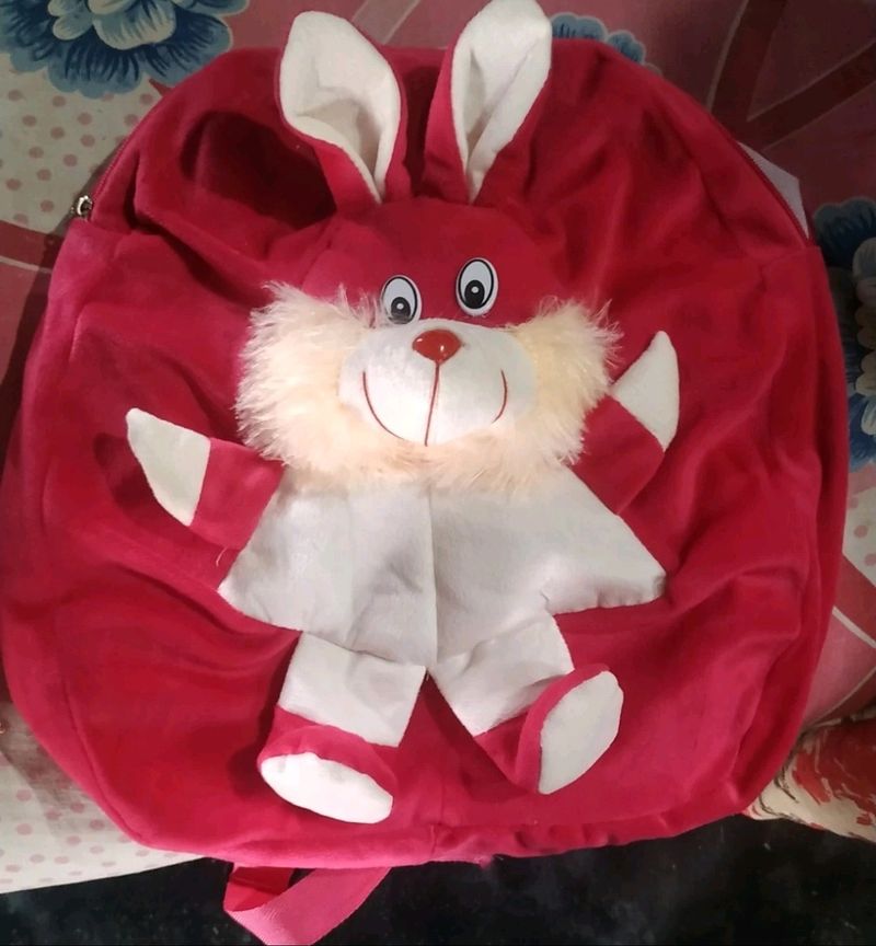 Kids School Bag l Rabbit Bag Bunny Backpack Velvet Kids School Bag (Pink)