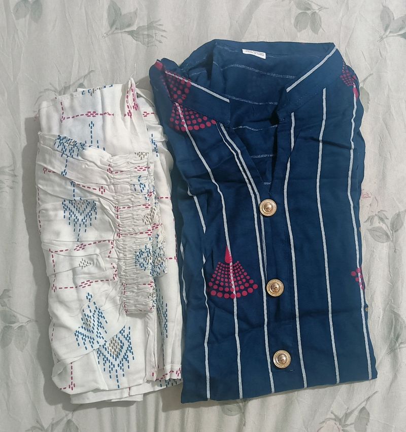 New Rayon Kurti Pant Set Size L