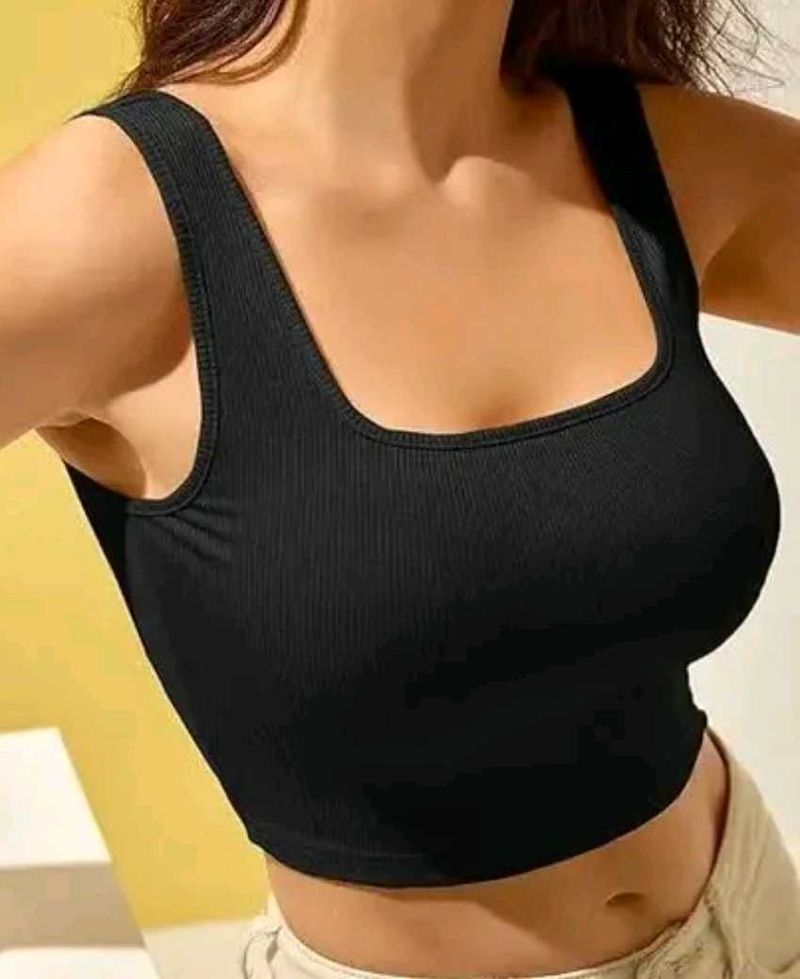 Black Ribbed Tank Top