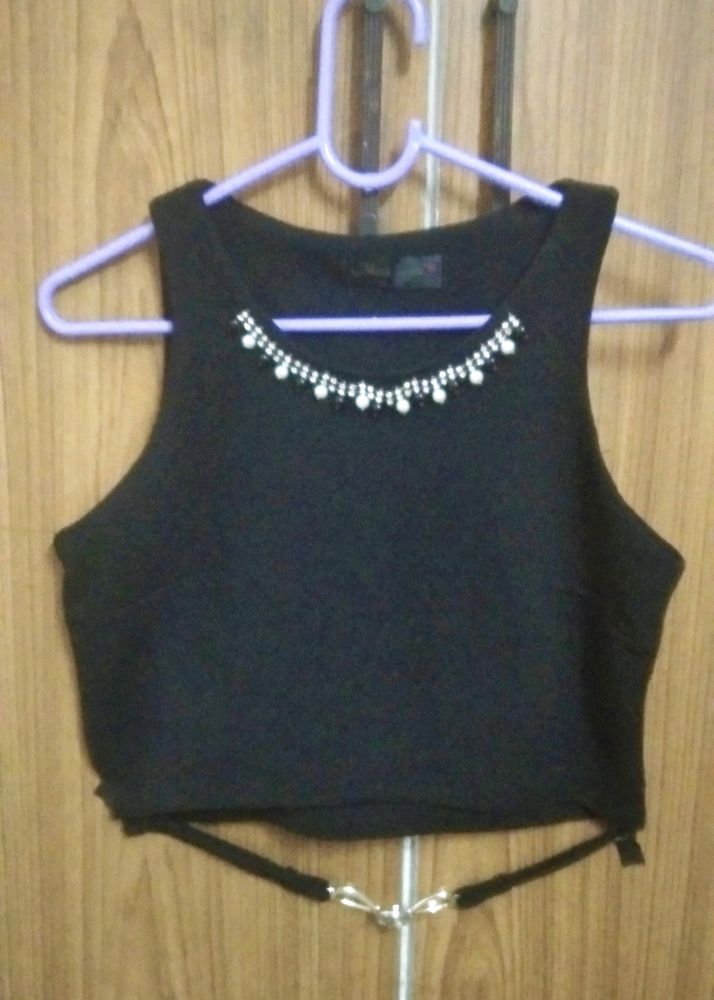 New Fancy Party Wear Black Crop Top