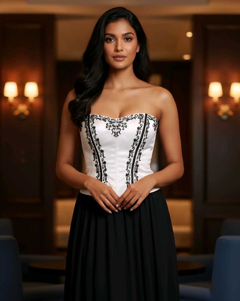Vintage Donna Gray Beaded Corset Top