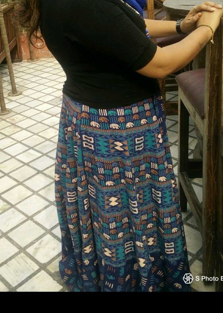 Wrap Around Cotton Printed Skirt